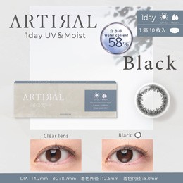 アーティラル ワンデー 58％ UV&MOIST ブラック 10枚入り