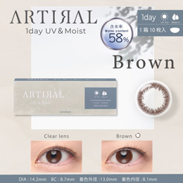 アーティラル ワンデー 58％ UV&MOIST ブラウン 10枚入り（×8箱）